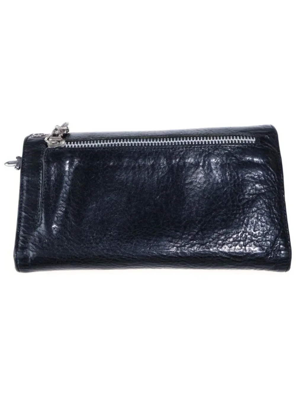 Chrome Hearts Wave Wallet Cross Button Leather Black